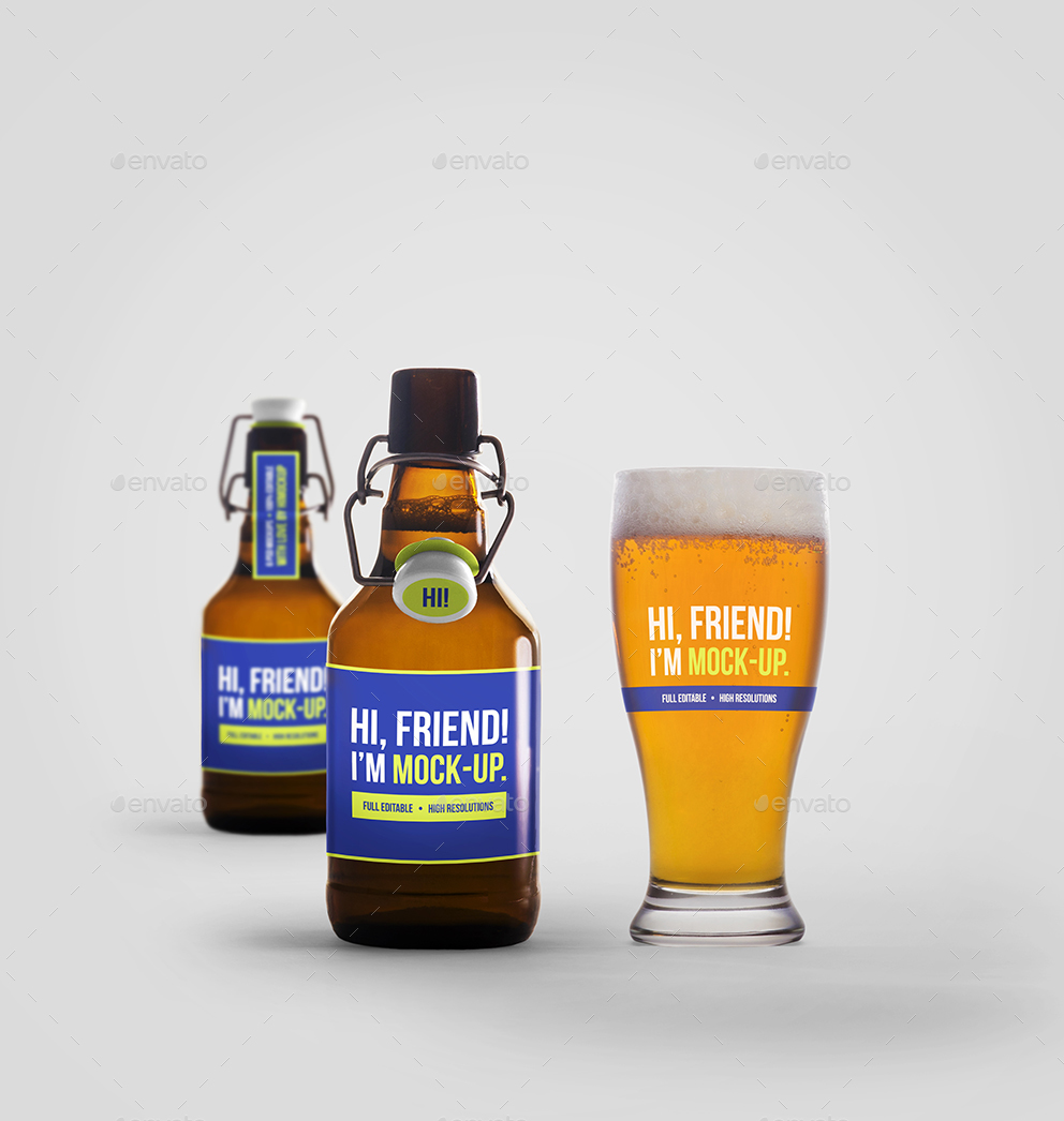 啤酒瓶贴图样机 Beer Bottle Mockup Bun