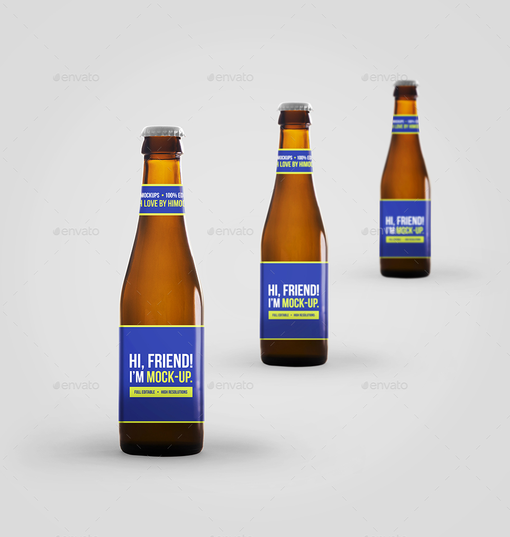 啤酒瓶贴图样机 Beer Bottle Mockup Bun