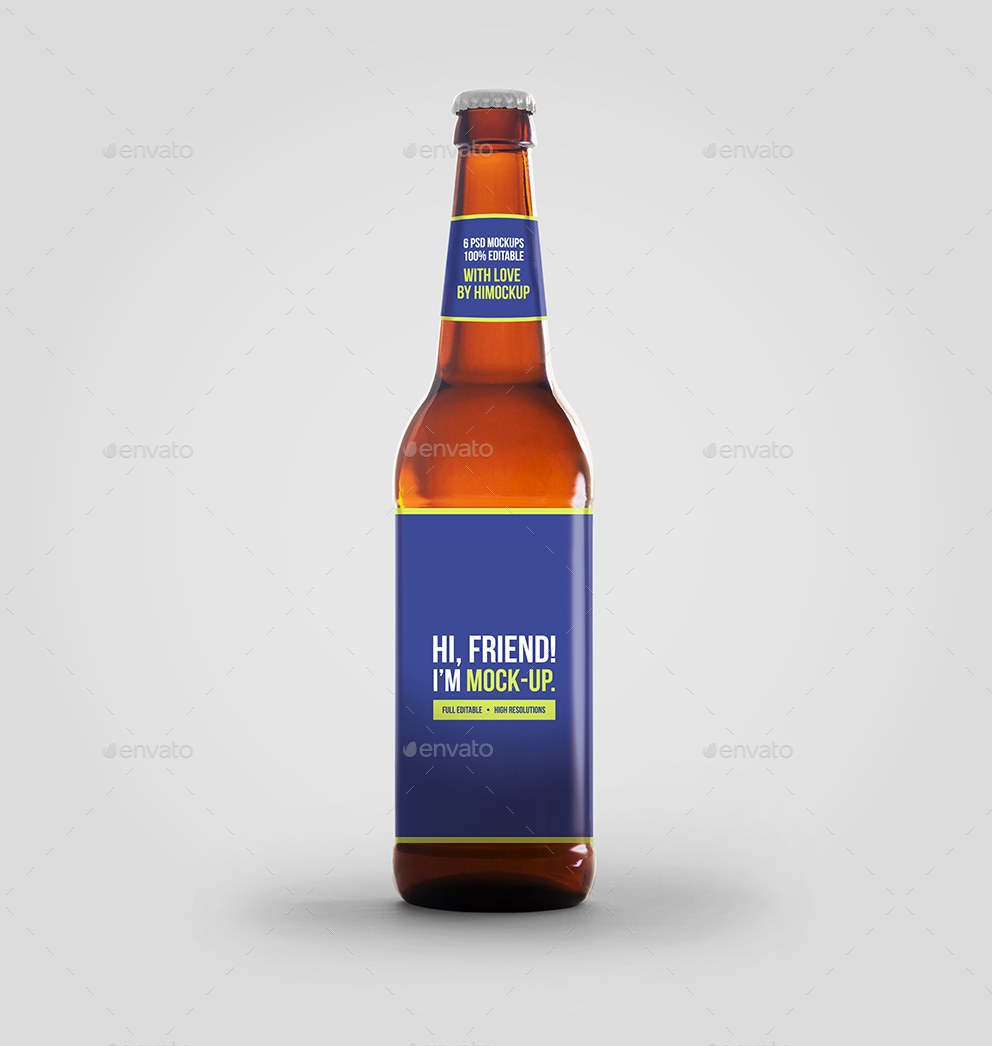 啤酒瓶贴图样机 Beer Bottle Mockup Bun