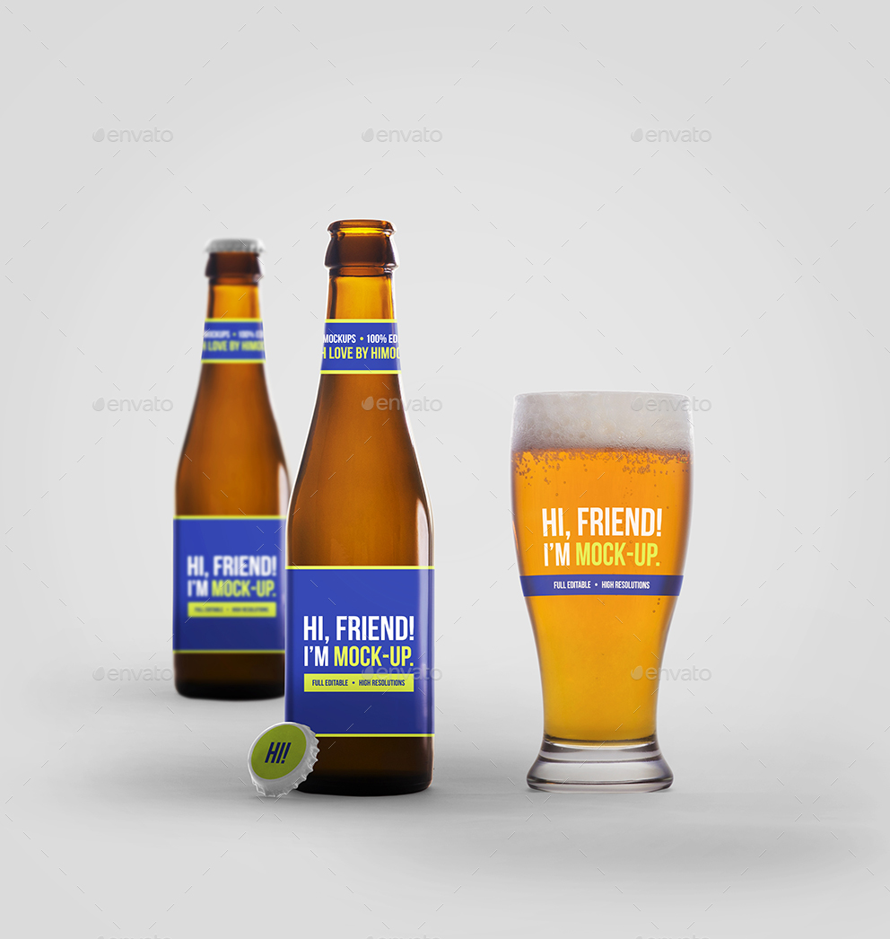 啤酒瓶贴图样机 Beer Bottle Mockup Bun