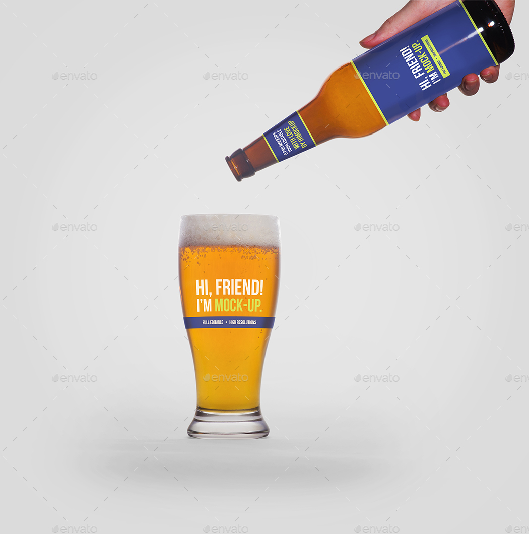 啤酒瓶贴图样机 Beer Bottle Mockup Bun