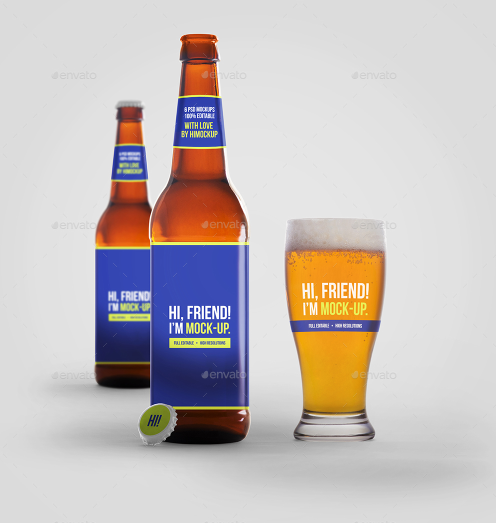 啤酒瓶贴图样机 Beer Bottle Mockup Bun