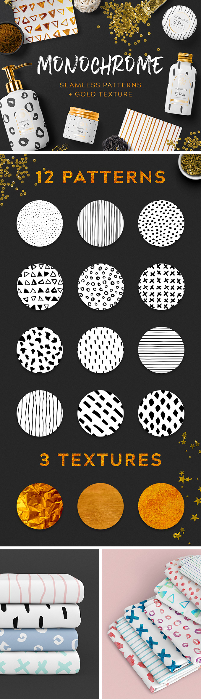 Monochrome Seamless Patterns V