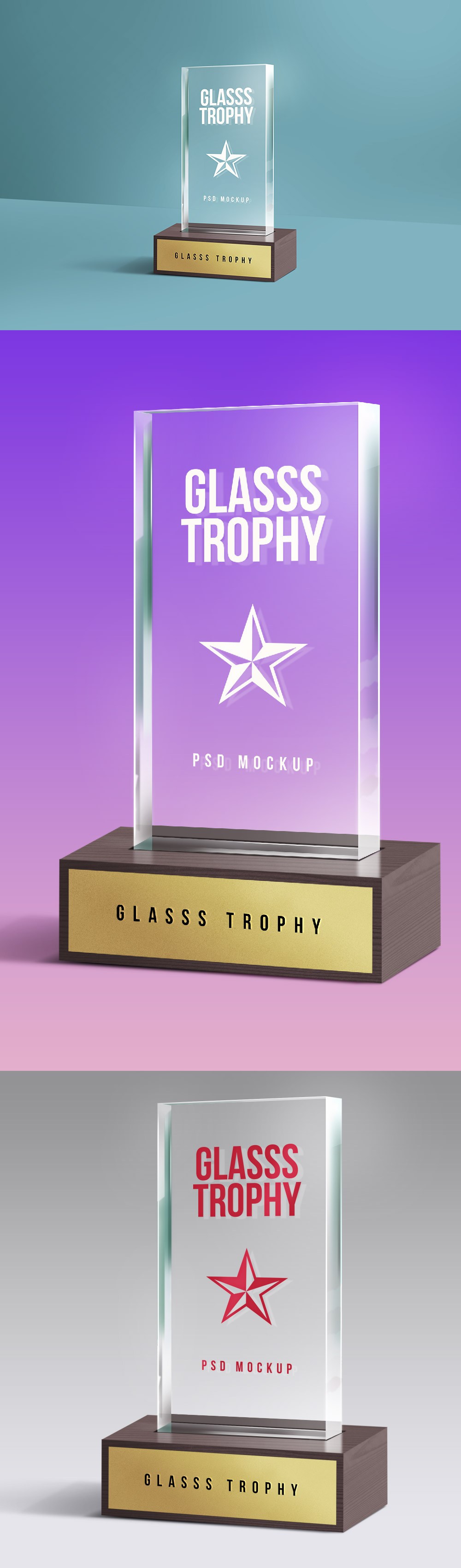 Glass Trophy PSD Mockup 玻璃亚克力奖