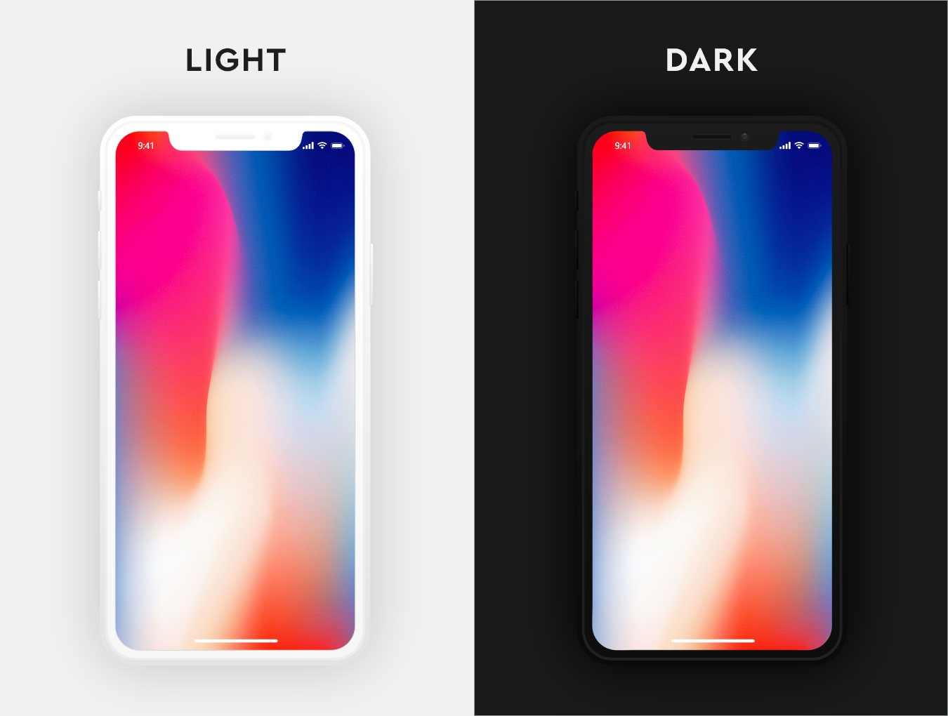 iPhoneX手机贴图PSD模板Dark & Lig