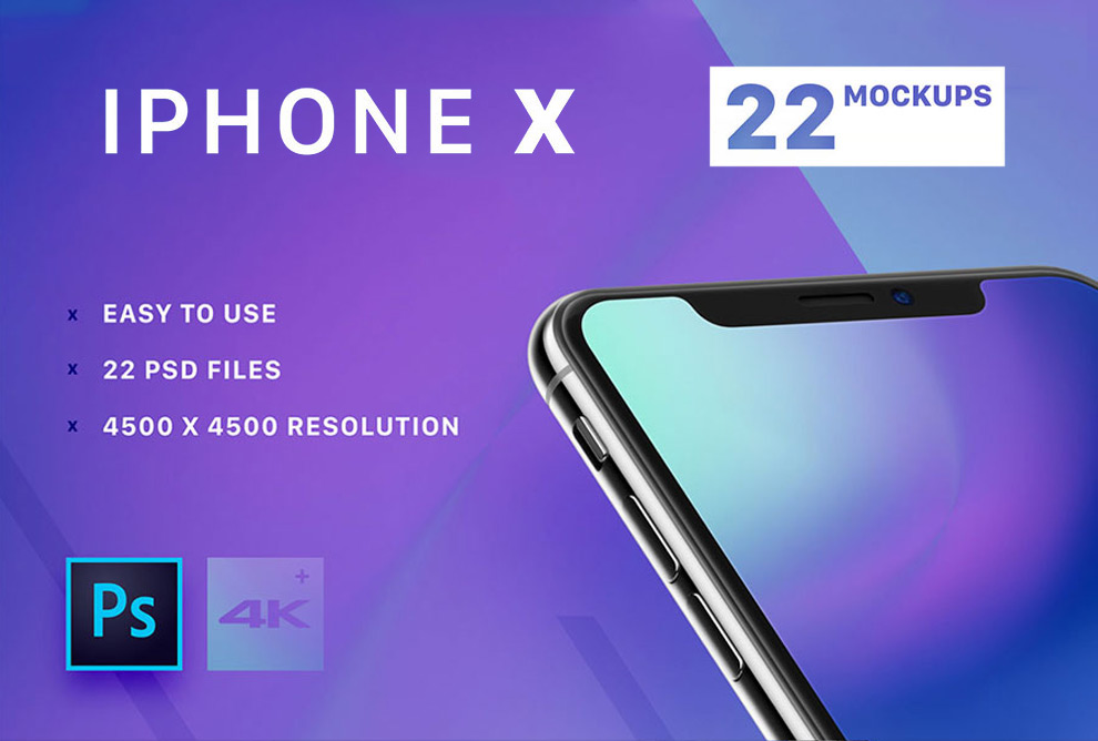 iPhoneX多角度展示贴图模型Mockups