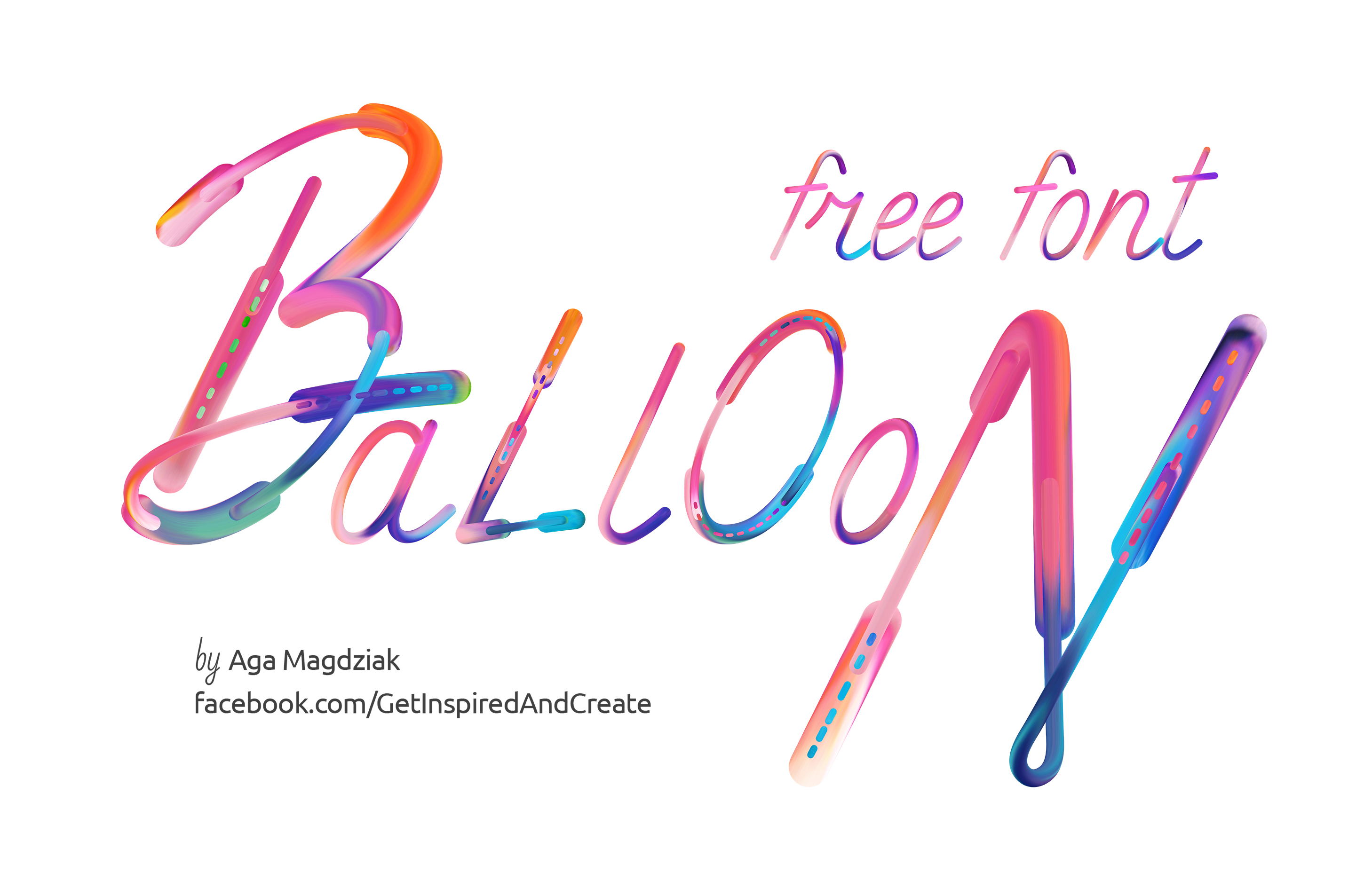Free Font Balloon气球文字数字符号纹理