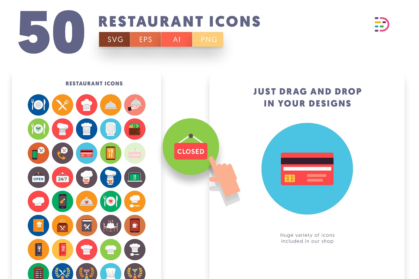 50个餐饮类矢量 Restaurant Icons