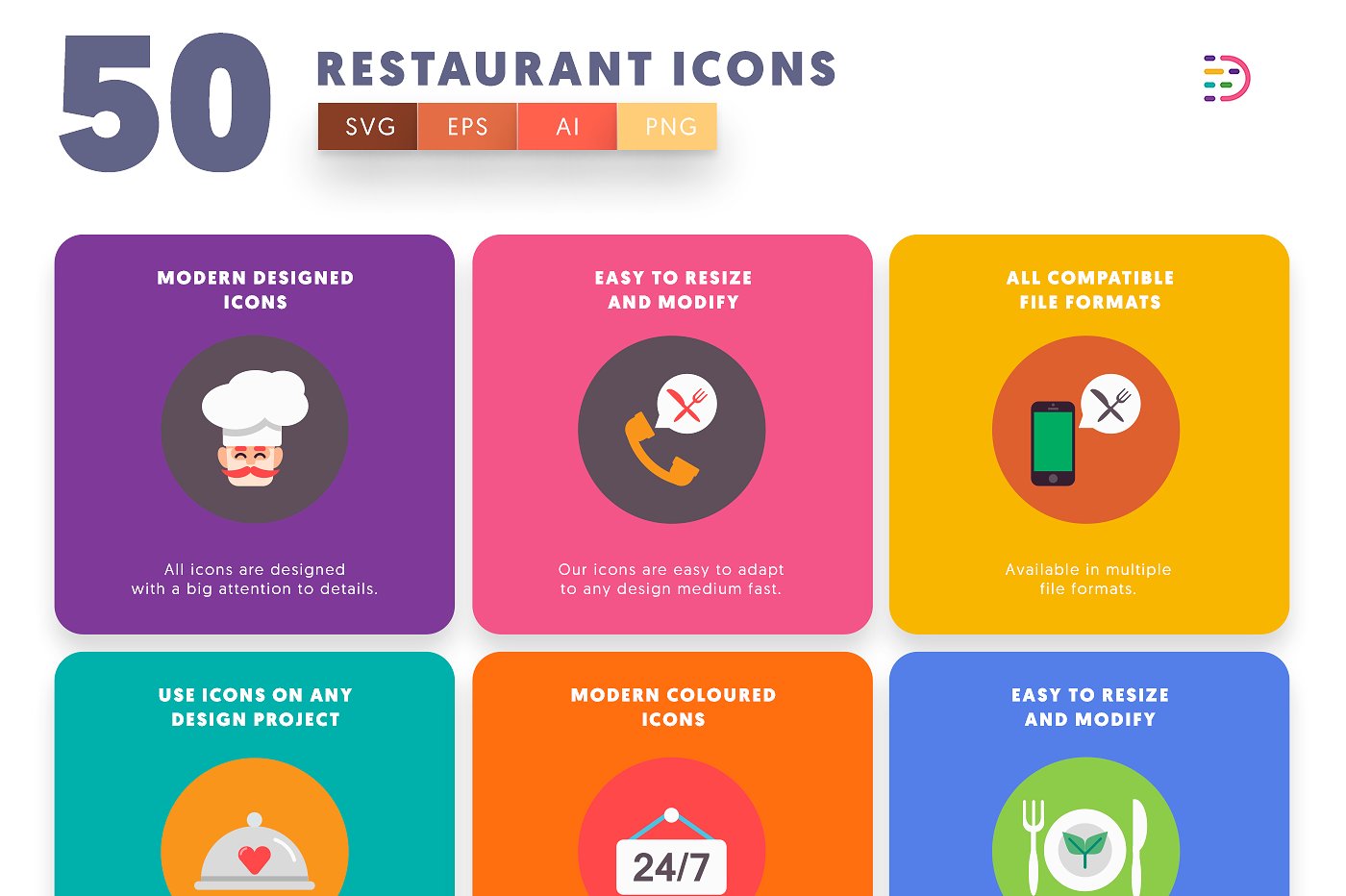 50个餐饮类矢量 Restaurant Icons