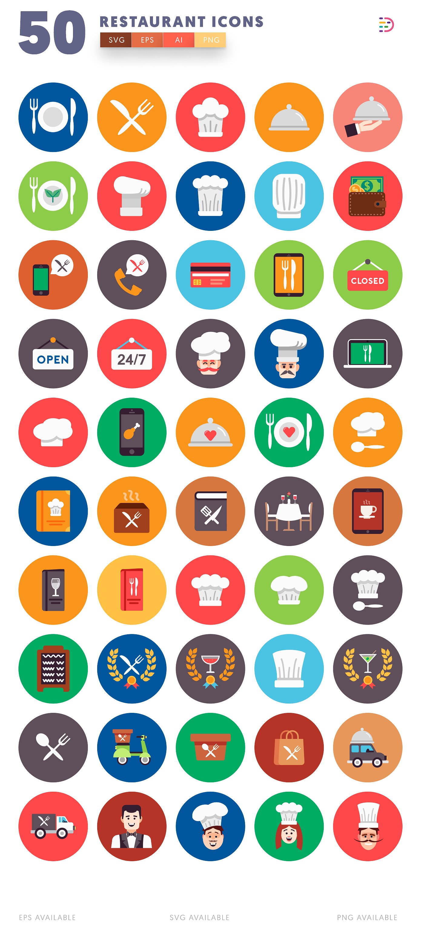 50个餐饮类矢量 Restaurant Icons