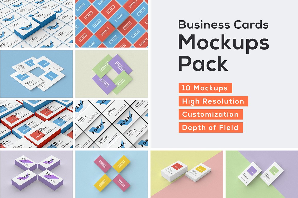 Business Cards Mockup Pack 名片品