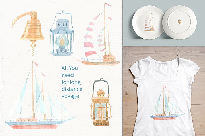 Nautical watercolor clipart co