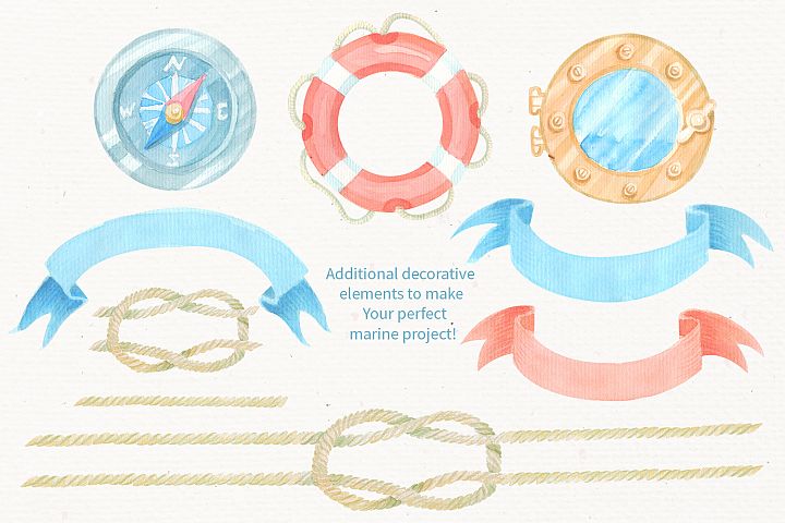 Nautical watercolor clipart co