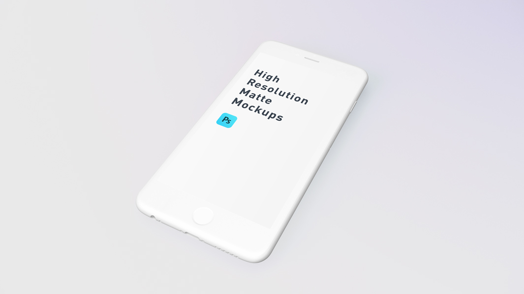 白色哑光iPhone手机贴图样机PSD模型White Mat