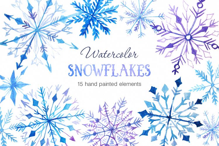 Watercolor Snowflakes Set Vol0