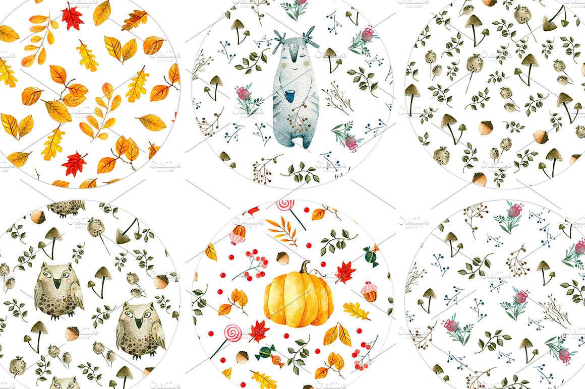 甜美秋季卡通插画元素Sweet Autumn