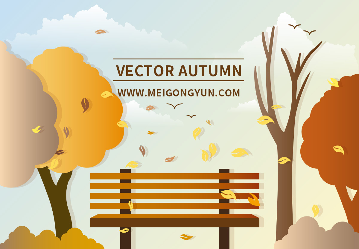 秋季公园长椅Vector Autumn Park Bench