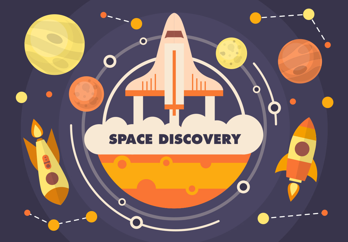 卡通太空矢量插图Space Discovery