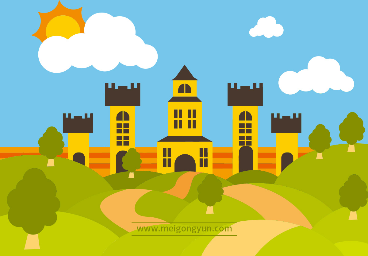 城堡风景矢量插图Big Castle Vector