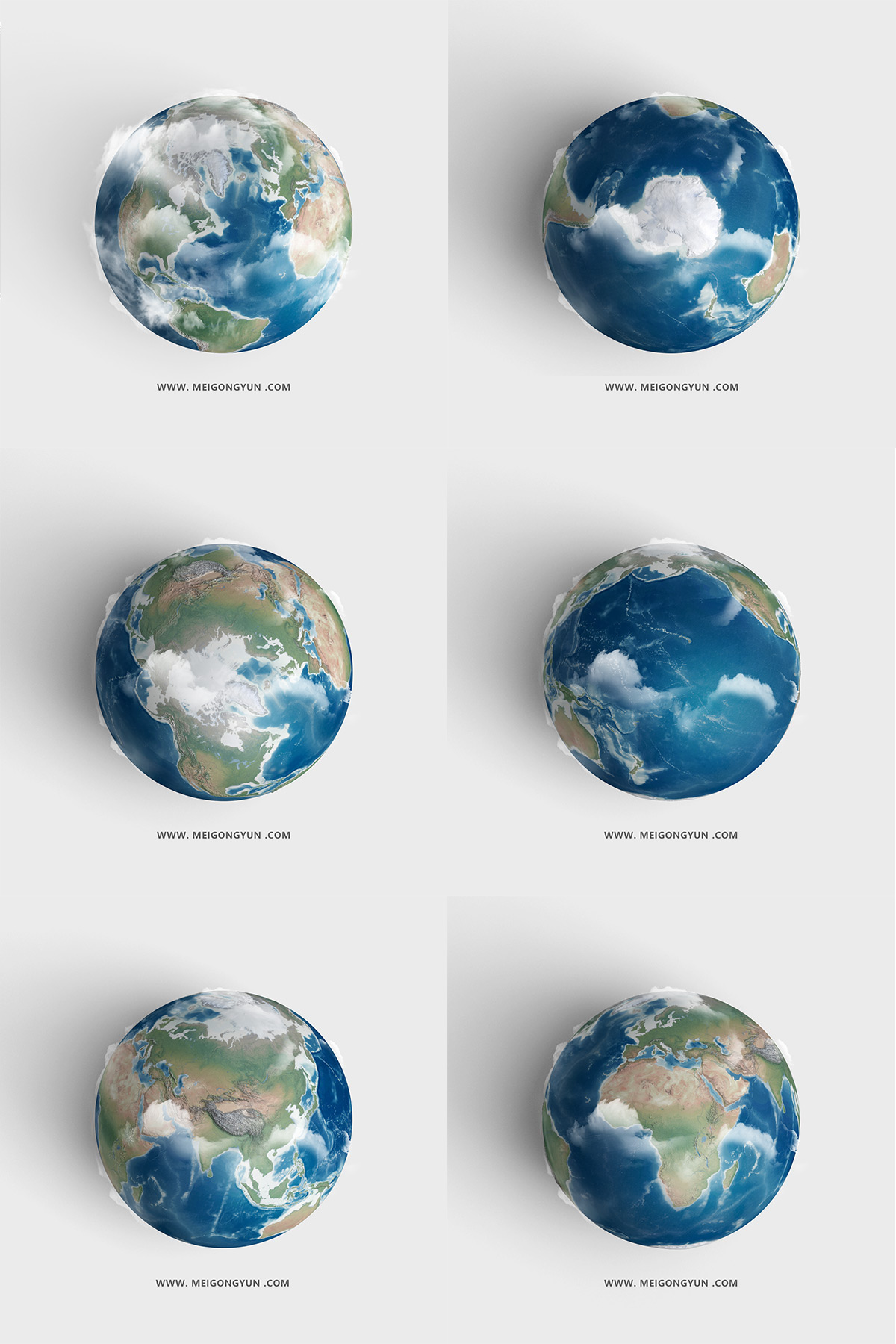 13张地球各大洲高清模型Earth model