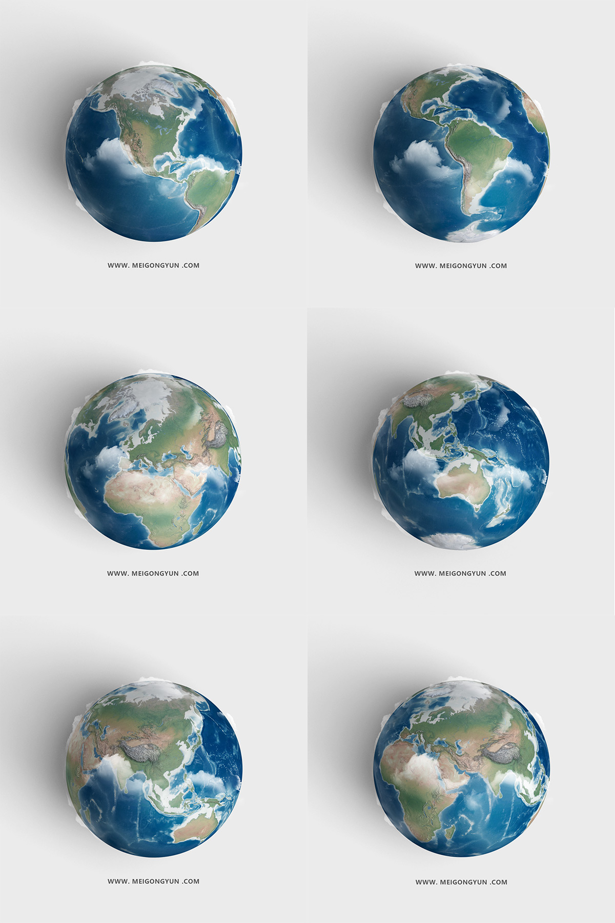 13张地球各大洲高清模型Earth model