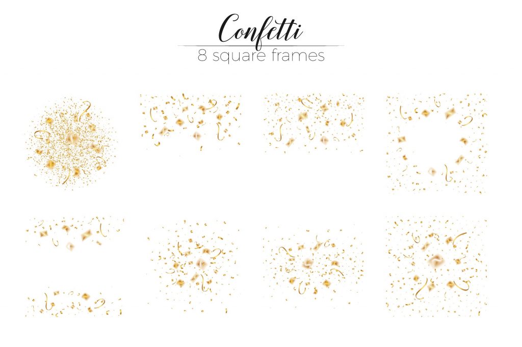 圣诞节彩带元素Gold confetti overlays