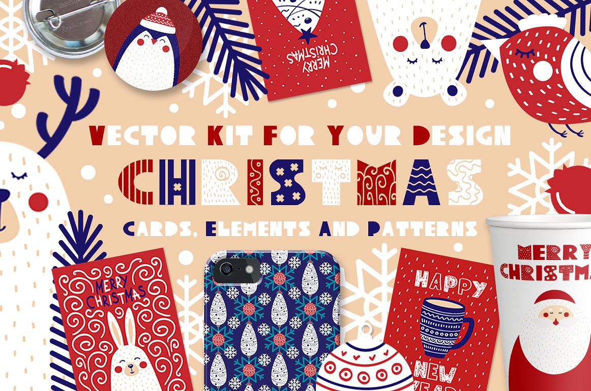 Christmas cards, elements &