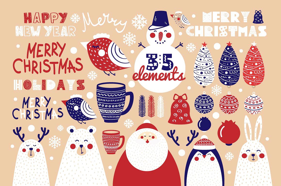 Christmas cards, elements &