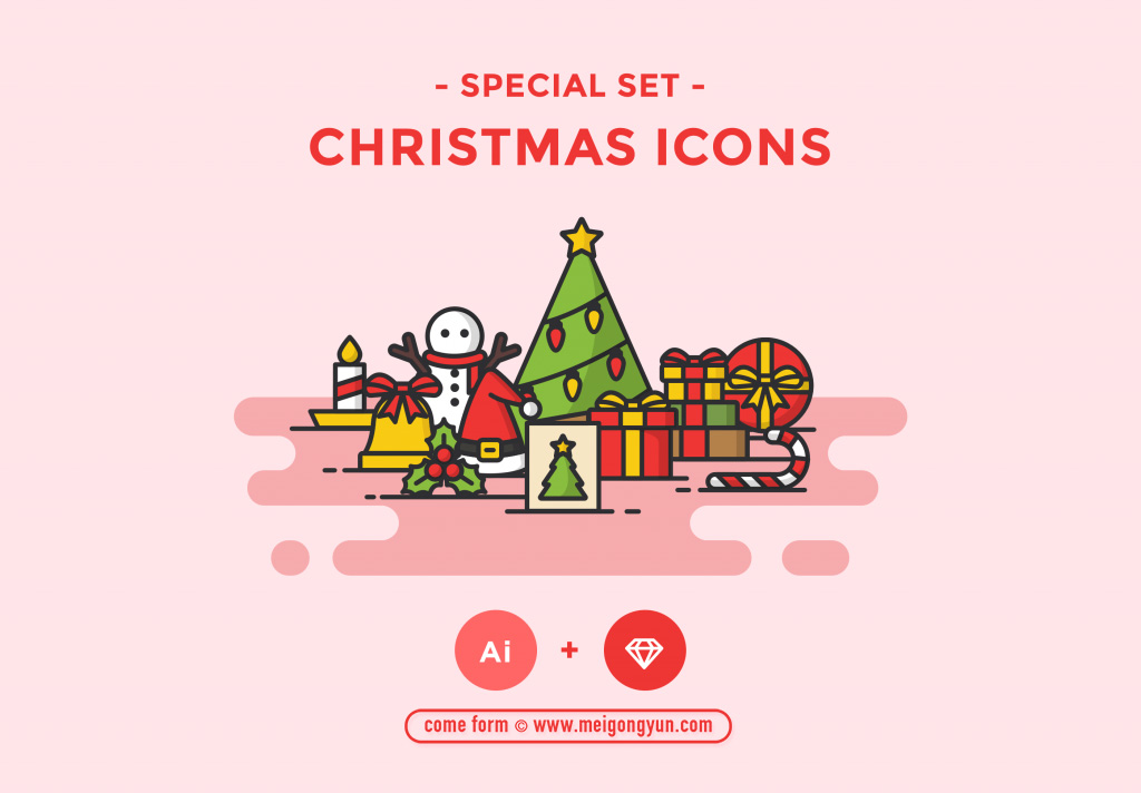 可爱圣诞节矢量图标集 Christmas icons