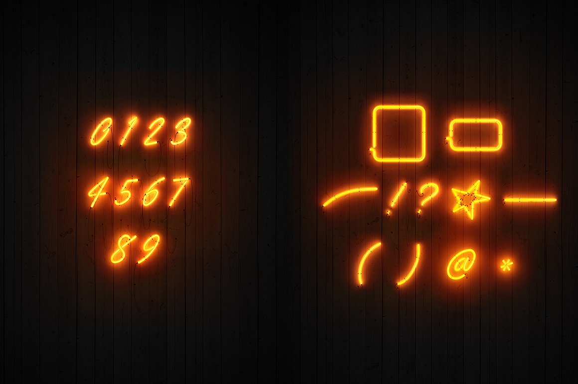 一组酷炫的霓虹灯字体特效模版素材 PSD Neon Font