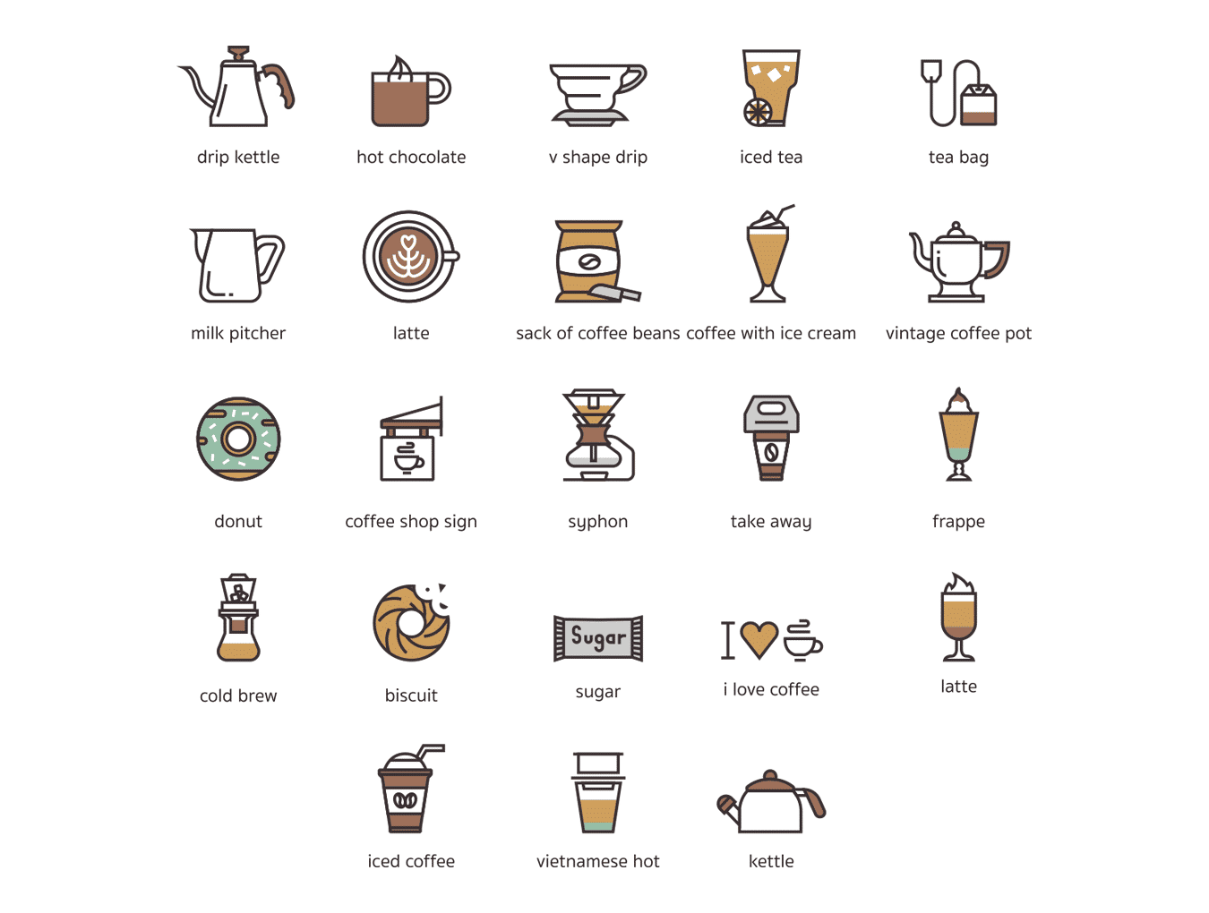 咖啡厅食品饮料图标工具包 73 Coffee Icons