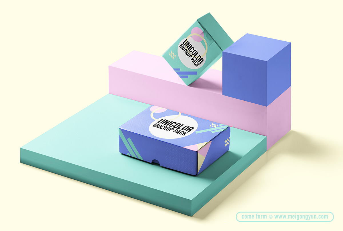 唯美包装盒样机贴图 Packing Box Mockups