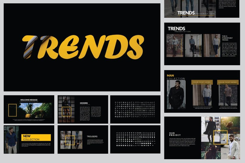 超酷黑色PPT模板 Trends Multipurpose