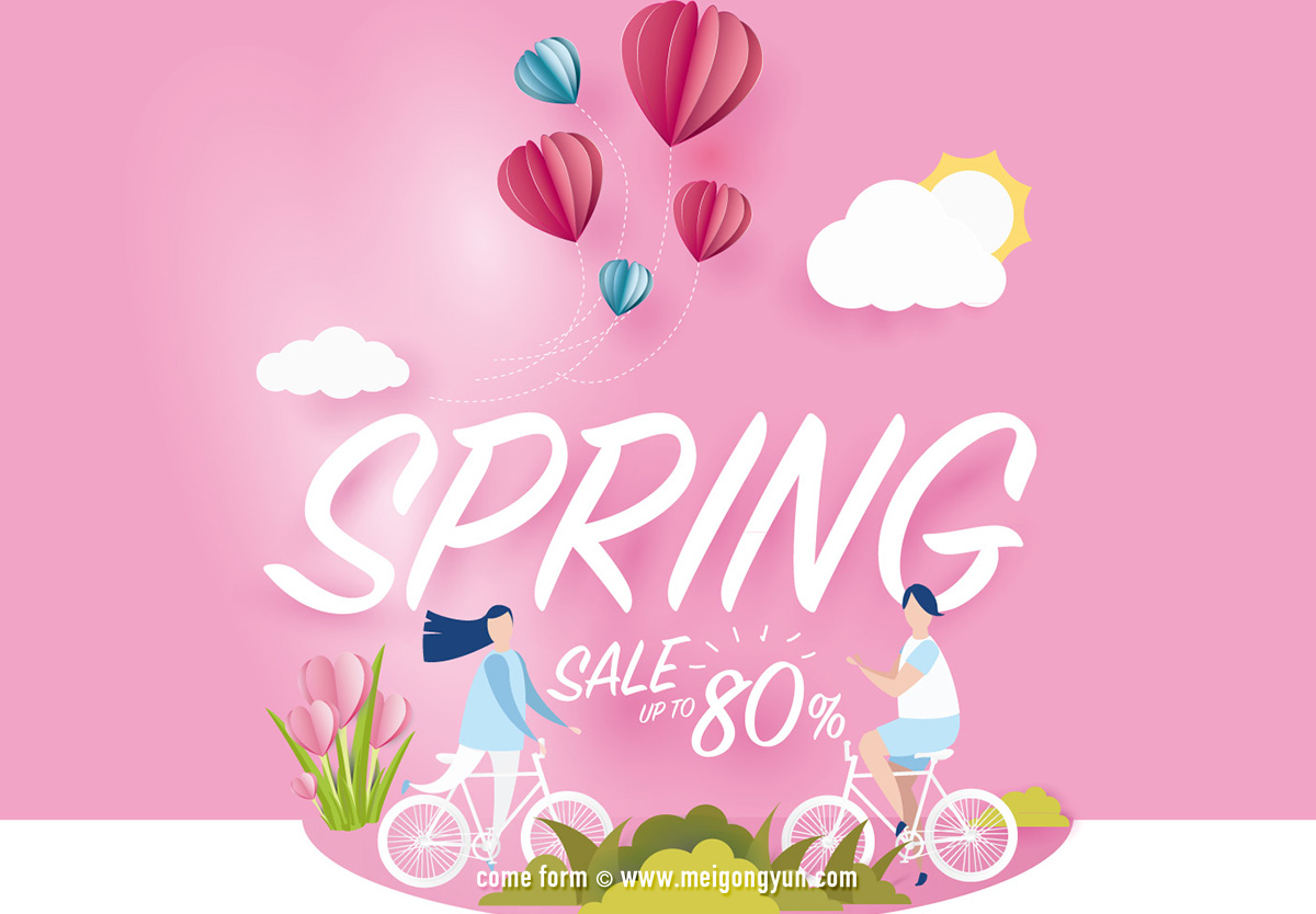 春季促销剪纸风格矢量海报 Spring Sale Vecto