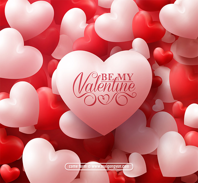 情人节心形气球唯美背景 Valentine's Day#X2