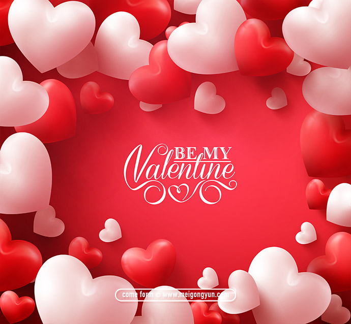 情人节心形气球唯美背景 Valentine's Day#X2