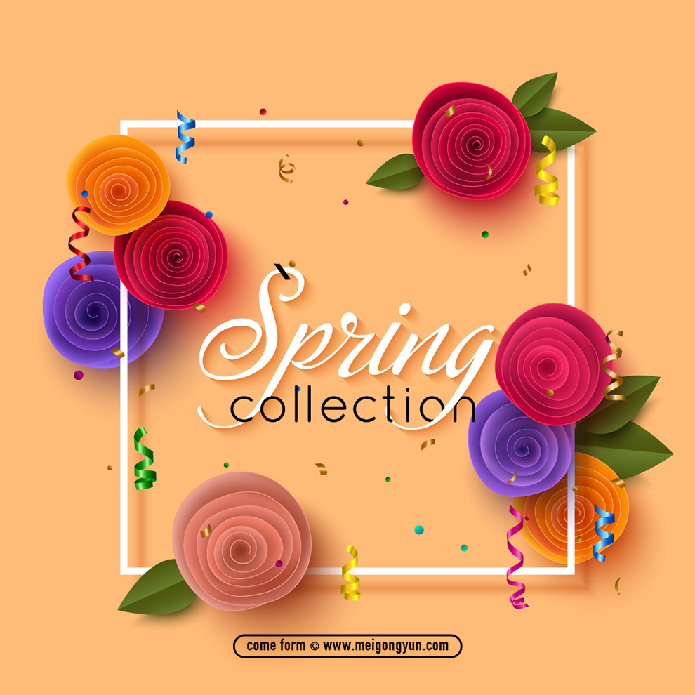 春季促销系列矢量海报 Spring Sale Collect