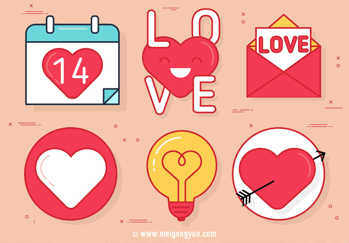 情人节图标元素Valentine's Icon Set