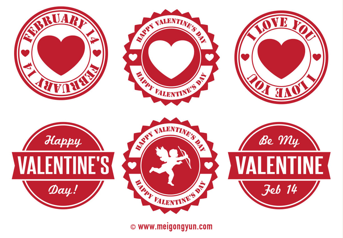 情人节徽章元素Valentines Day Badges