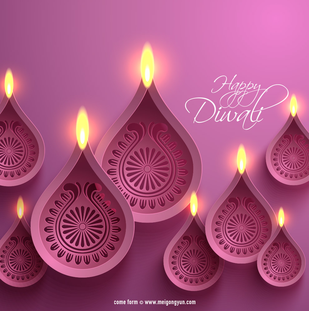 排灯节剪纸风格矢量元素 Diwali Vector#2018