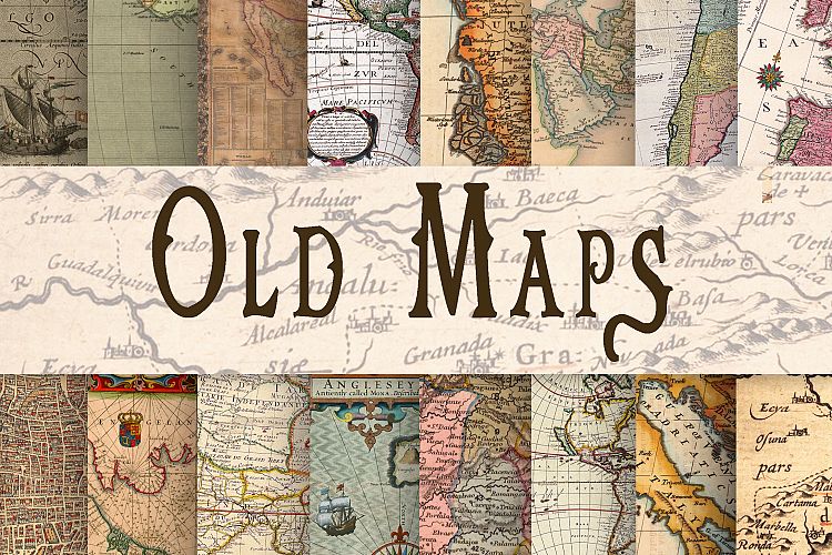 一套牛皮纸老地图高清图片 Old Maps Digital