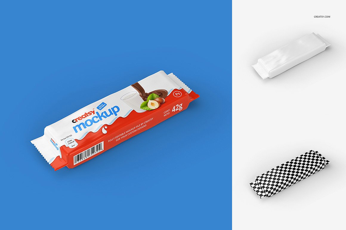 巧克力/糖果包装贴图展示模板 Bar Package Moc