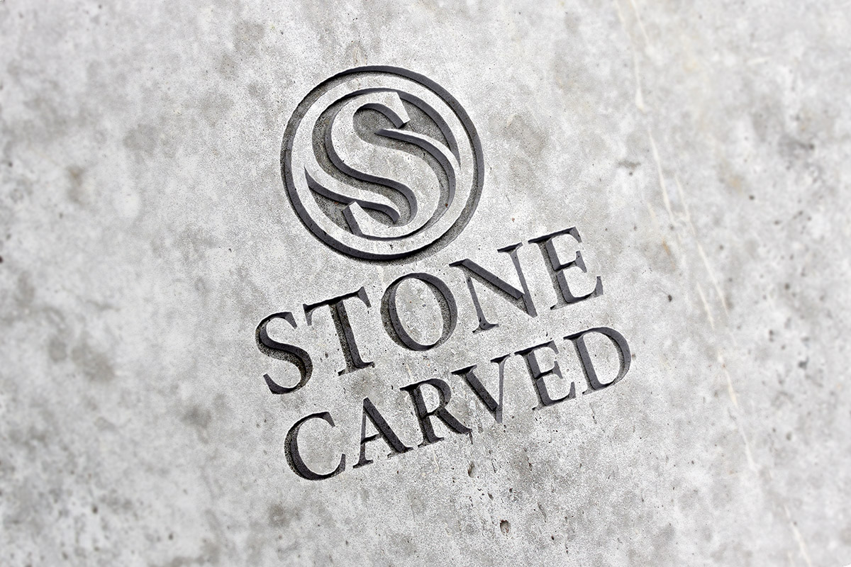 石头凹陷LOGO模拟样机模版 Carved Stone Lo