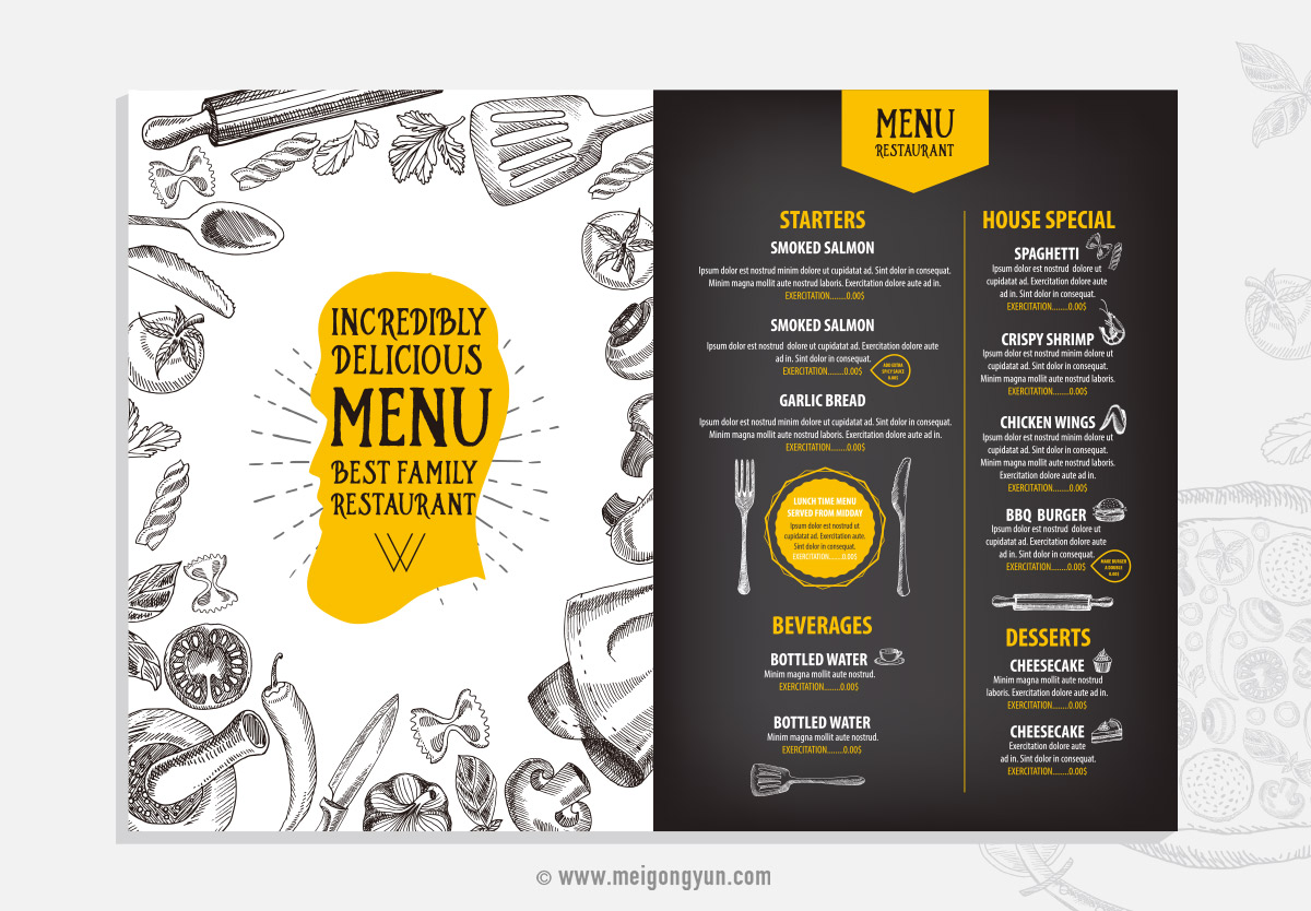 餐厅美味菜单设计Restaurant menu design