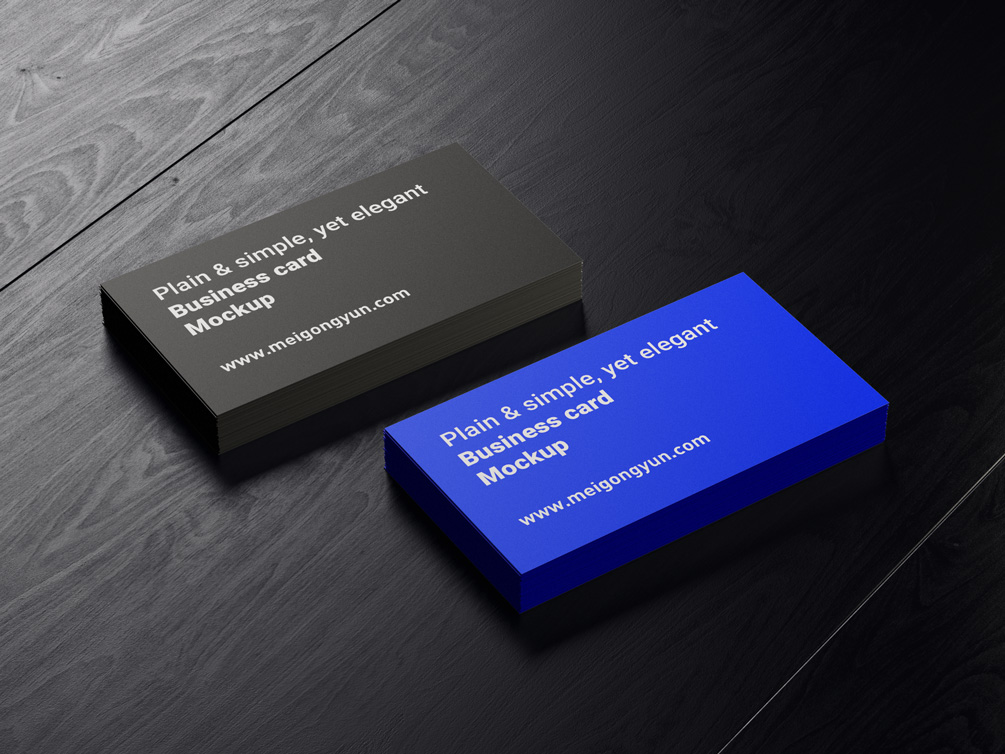 Business cards on dark wood mo