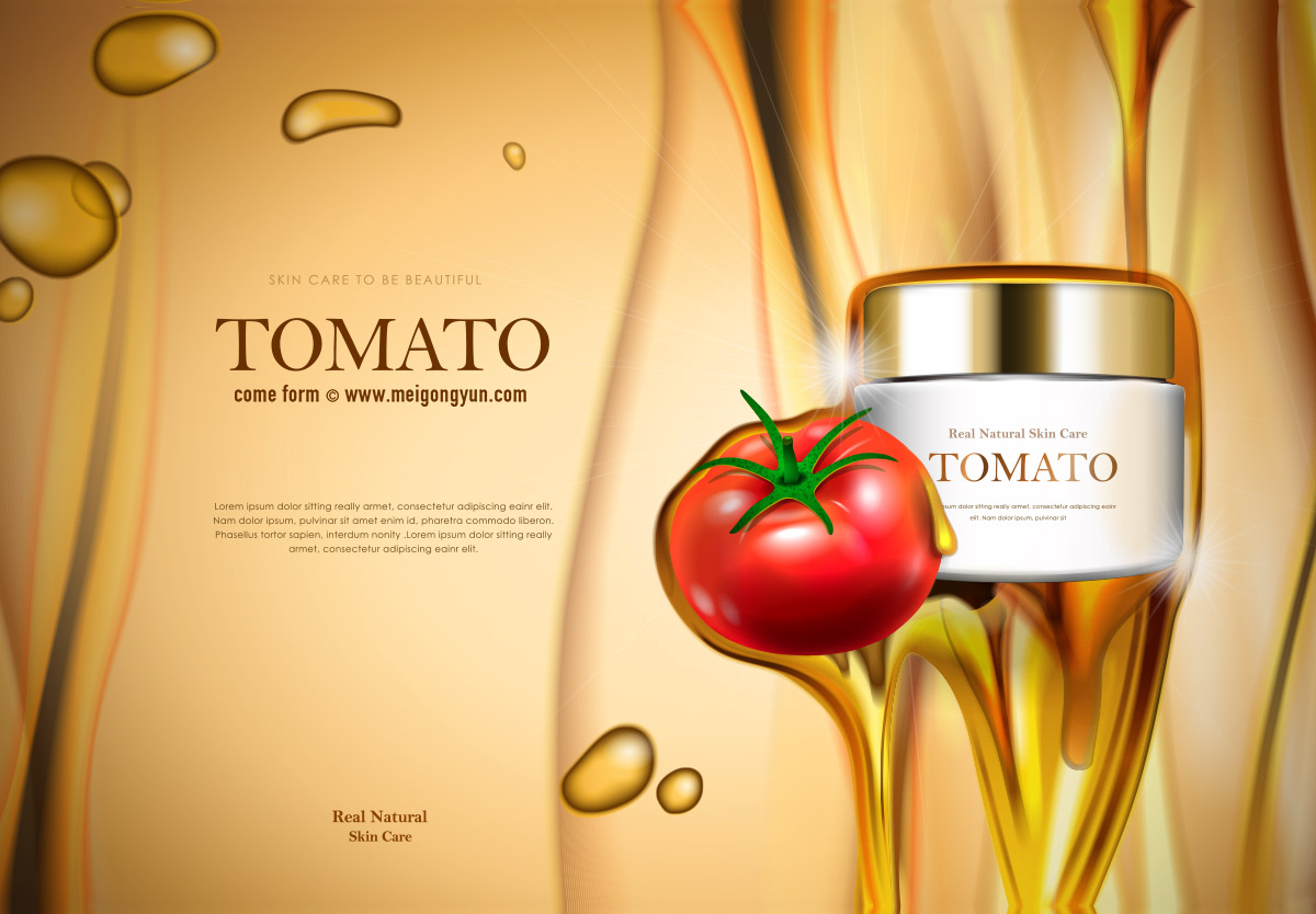 番茄西红柿化妆品广告AI矢量模板 Tomato Cosmet