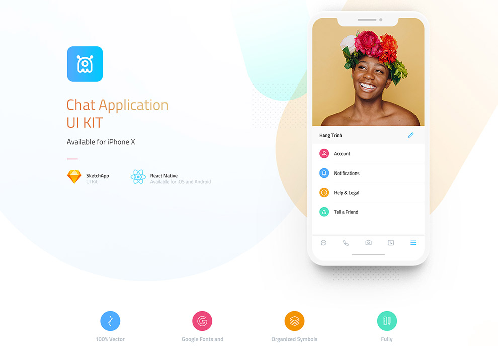 极简主义社交聊天模板Chat App UI Kit