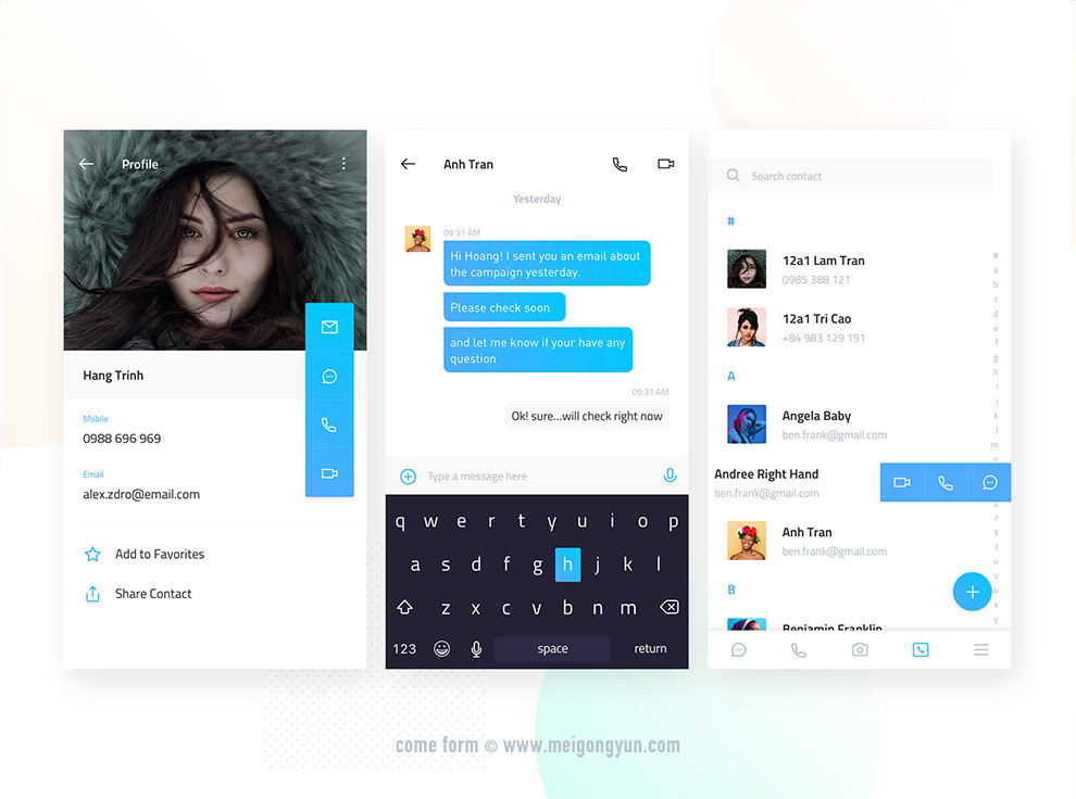 极简主义社交聊天模板Chat App UI Kit