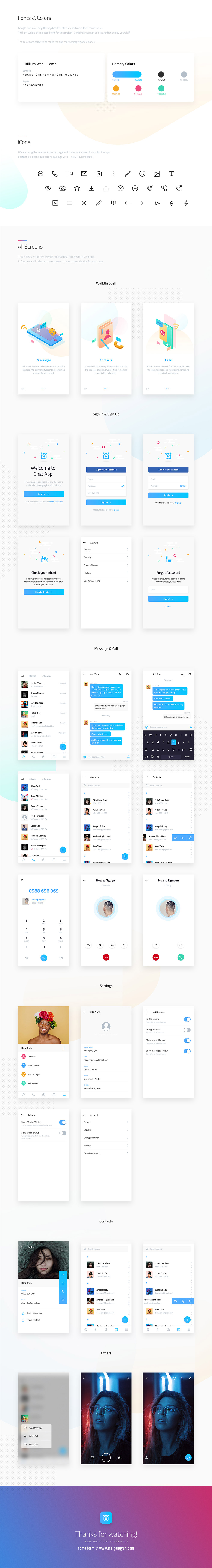 极简主义社交聊天模板Chat App UI Kit