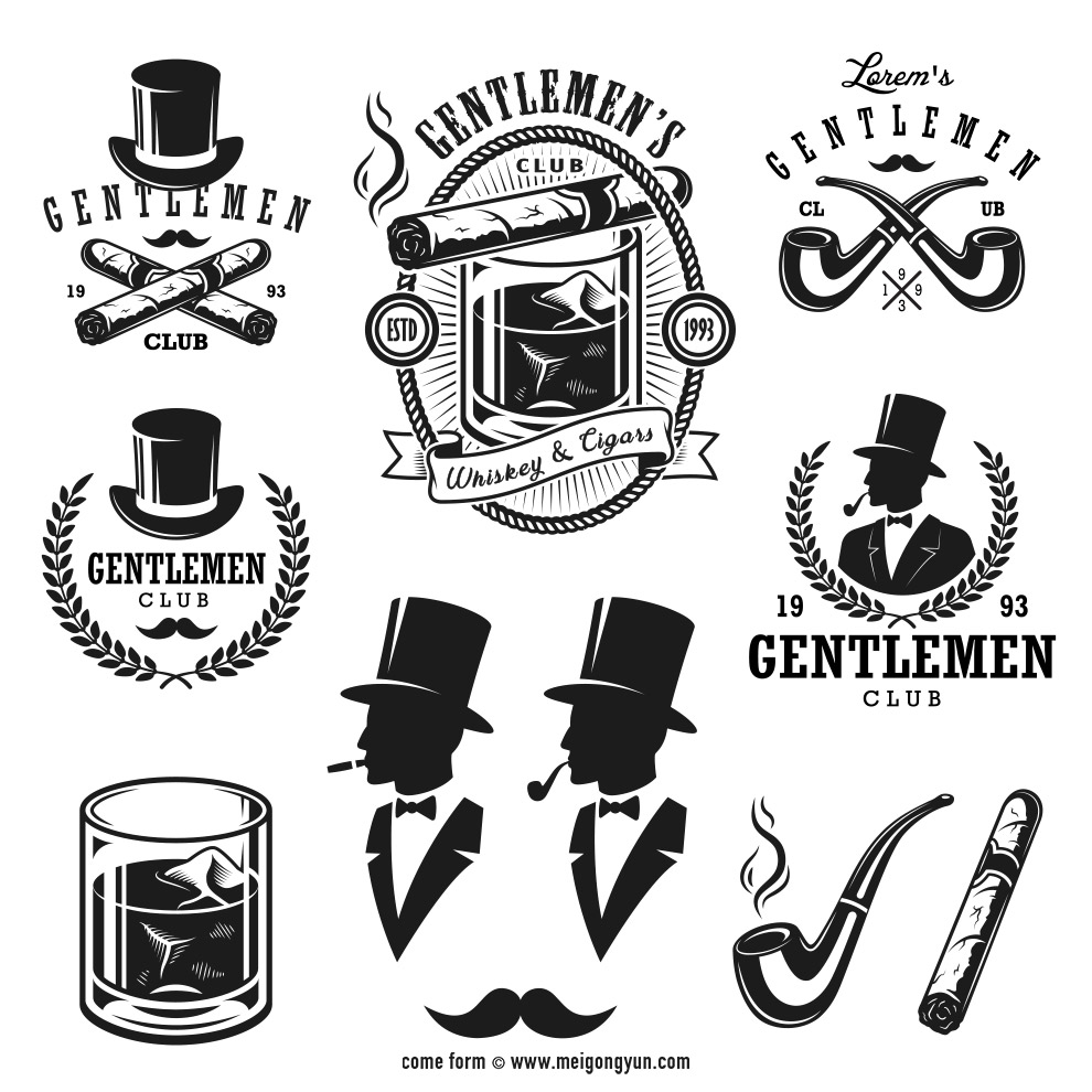 绅士俱乐部矢量元素Gentlemen Club